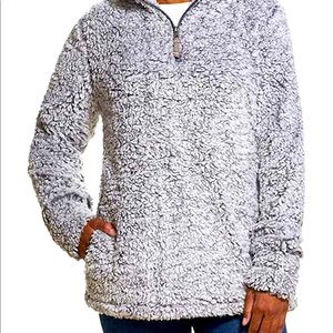 Weatherproof Vintage Women’s Pullover Cozy Fleece 1/4 Zip Pockets, XL Grey